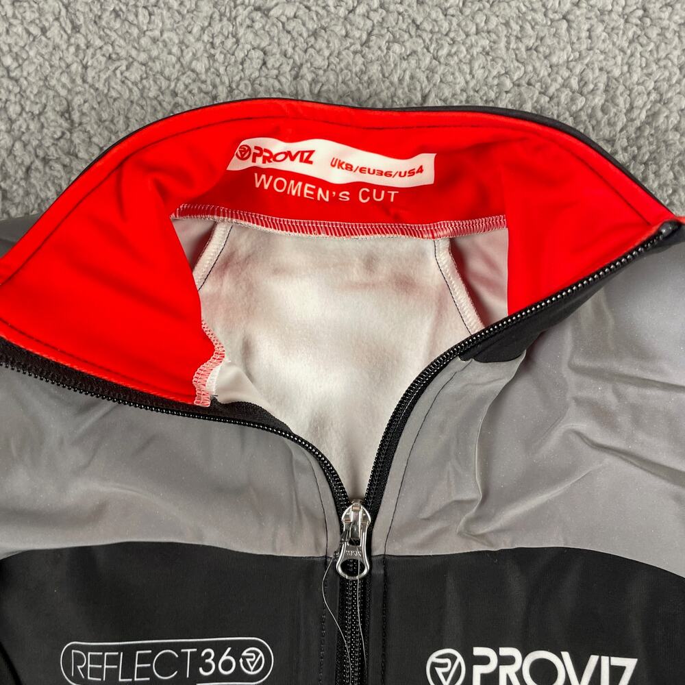 Proviz Women's US 4 Black Gray Red Reflect360 Elite Cycling Reflective Jacket - Picture 3 of 16